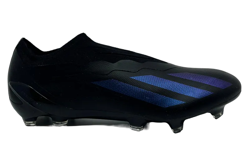 adidas X (laceless top tier) in Core Black / Iridescent Blue-Purple